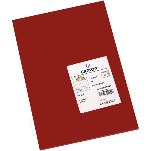 7774-PACK 50 HOJAS CARTULINA IRIS A4 185G GRANATE CANSON C200040163