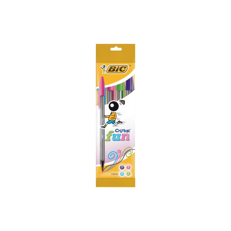7790-BLISTER 4 BOLIGRAFO CRISTAL FUN PUNTA 1,6 MM. COLORES SURTIDOS BIC 8957921