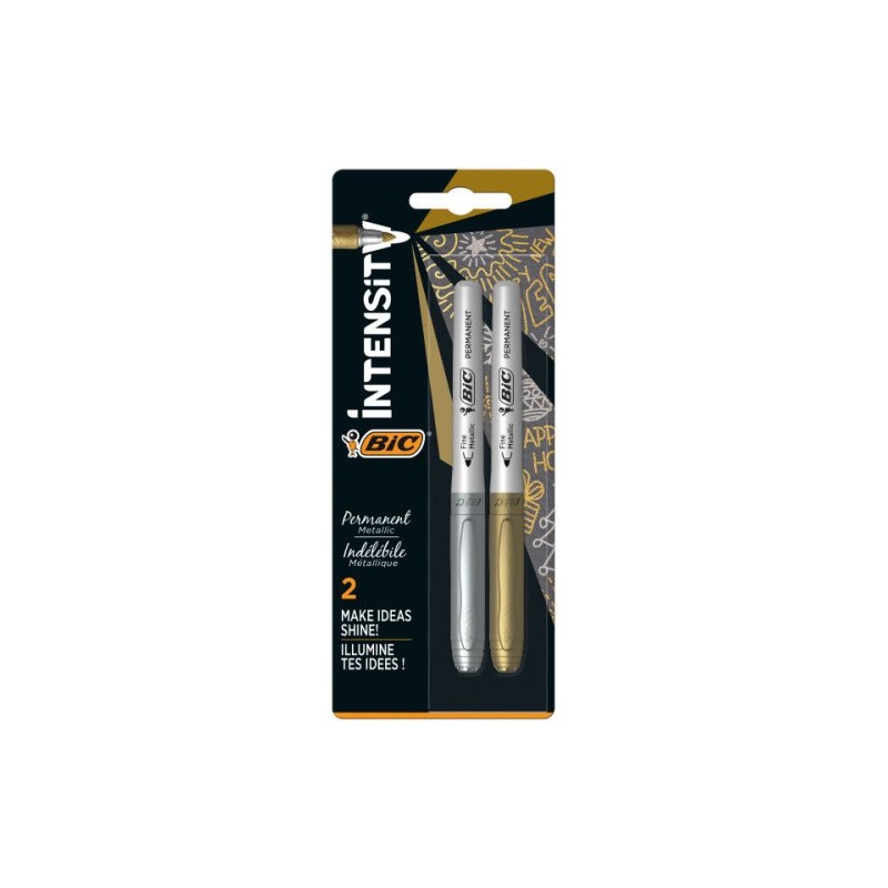 7791-BLISTER 2 MARCARDORES PERMANENTE ORO / PLATA BIC 900340