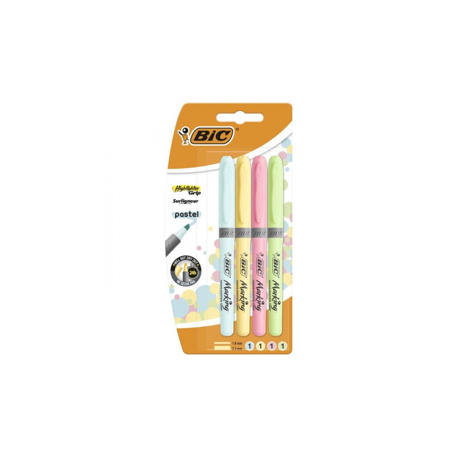 7793-BLISTER 4 MARCADORES FLUORESCENTE COLORES PASTEL BIC 964859