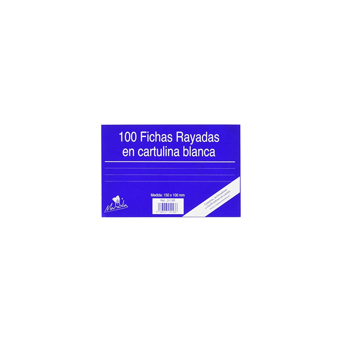 100 FICHAS DE CARTULINA RAYADA 150X100 MM Nº 3 MARIOLA 3113R