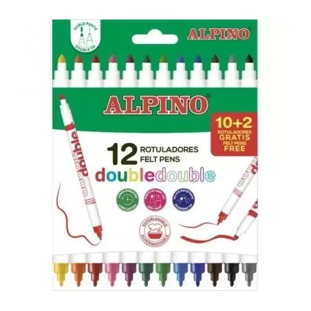 7955-CAJA 10+2 ROTULADORES DE COLORES DOBLE PUNTA ALPINO AR002013N