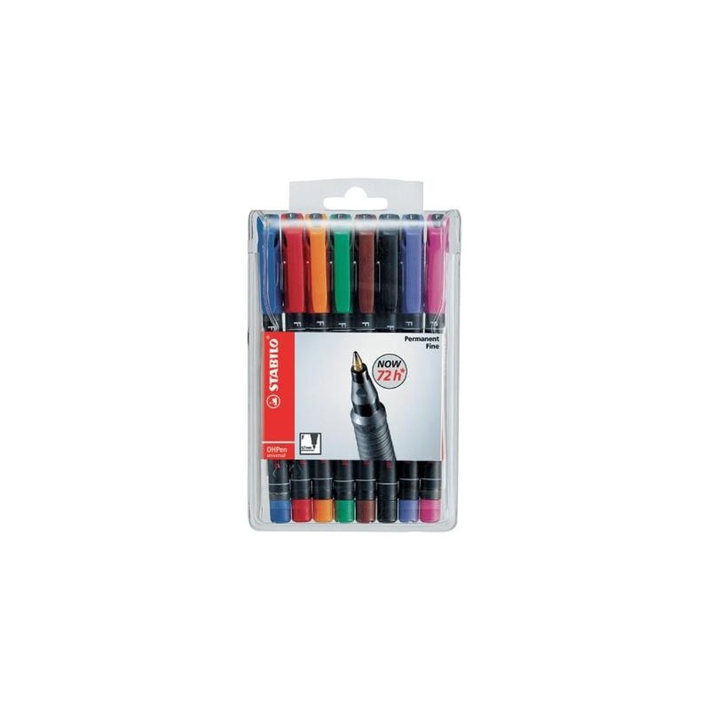 802-ESTUCHE 8 MARCADORES PERMANENTE P.MEDIA SURTIDO OHPEN UNIVERSAL 1MM. STABILO 843/8