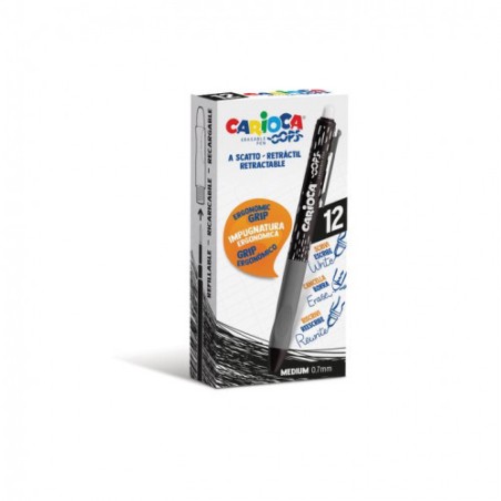 8127-CAJA 12 BOLIGRAFOS OOPS CLIP NEGRO CARIOCA 43043/01