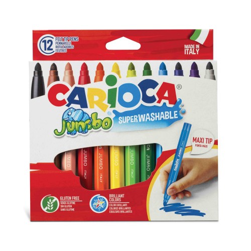 8128-CAJA 12 ROTULADORES JUMBO COLORES SURTIDOS CARIOCA 40569