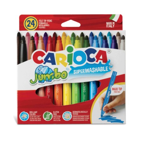 8129-CAJA 24 ROTULADORES JUMBO COLORES SURTIDOS CARIOCA 40570