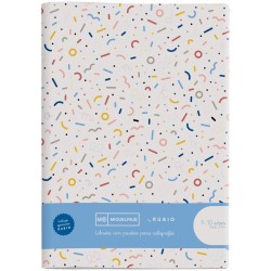 8223-CUADERNO GRAPADO A4 50HOJAS PAUTA 3MM MR CON EJERCICIOS RUBIO MIQUELRIUS 8145.