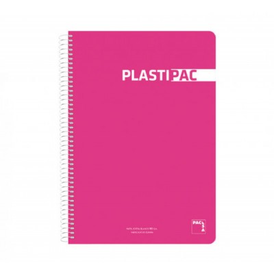 CUADERNO PLASTIPAC 90 GRS TAPA POLIPROPILENO 4º 80 HOJAS LISO CON MARGEN SURTIDO PACSA 16573