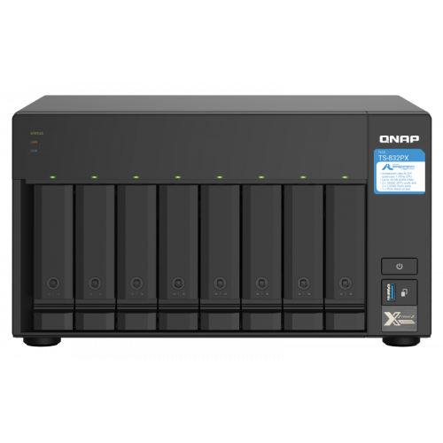 8264-QNAP TS-832PX NAS Torre Ethernet Aluminio, Negro AL324