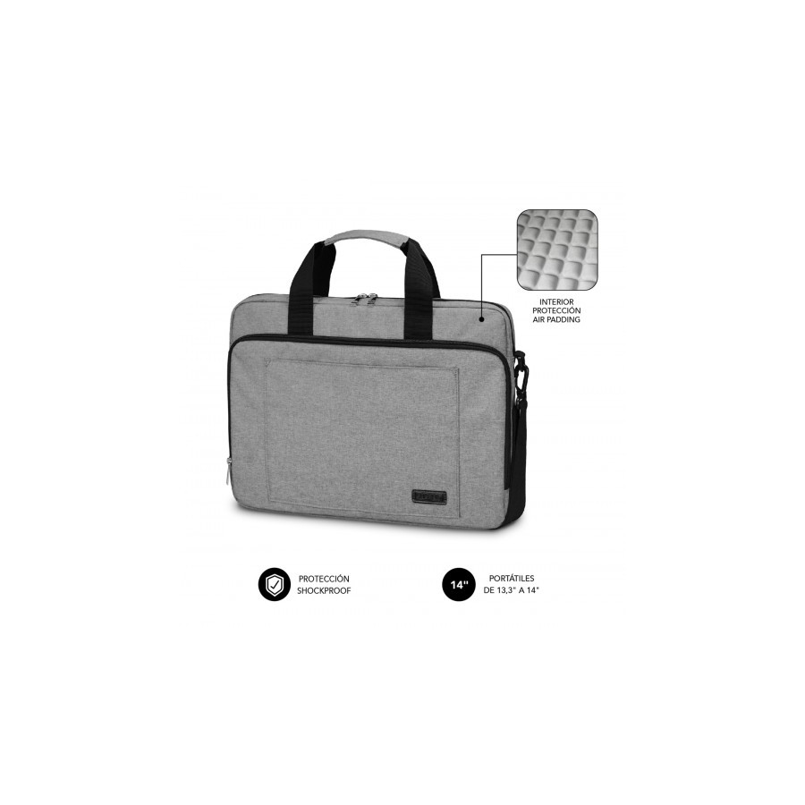 8321-SUBBLIM Maletin Ordenador Air Padding Laptop bag 13,3-14" Grey