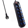 8326-Ewent EW3851 limitador de tension Negro 6 salidas AC 220 V 1,5 m