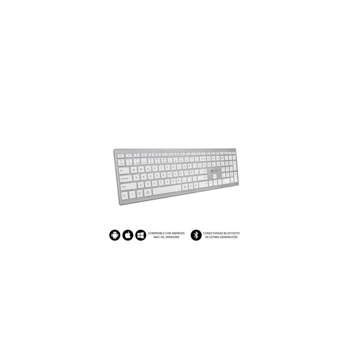 SUBBLIM Teclado Completo delgado inalambrico Bluetooth Pure Extended Silver