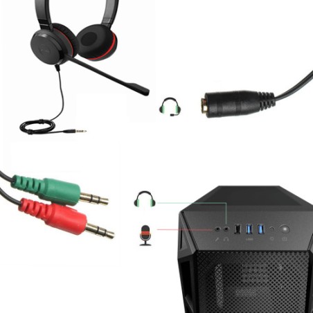 8477-Ewent EC1642 cable de audio 0,15 m 3,5mm 2 x 3.5mm Negro, Verde, Rojo