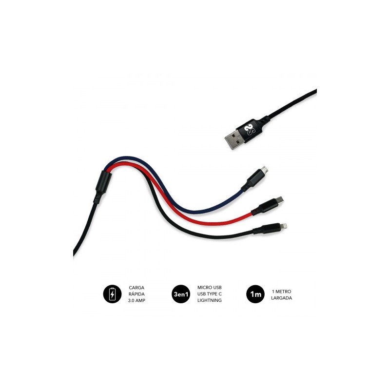 8483-SUBBLIM Cable Premium 3in1 3.0 (Micro USB+Type C+Lightning) 8483-SUBBLIM Cable Premium 3in1 3.0 (Micro USB+Type C+Lightning)