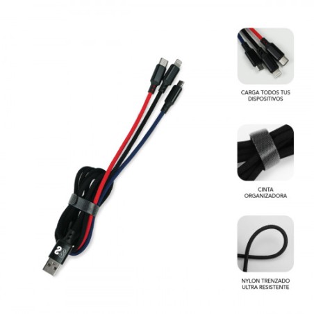 8484-SUBBLIM Cable Premium 3in1 3.0 (Micro USB+Type C+Lightning)