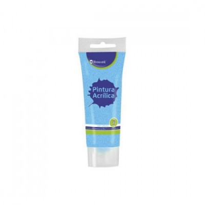 BOTE PINTURA ACRILICA 75 ML AZUL CON GLITTER BISMARK 328674