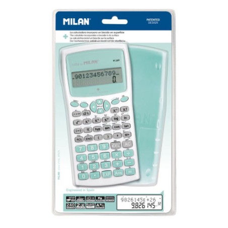 8566-Milan Blister calculadora cientifica M240 turquesa, Edicion +