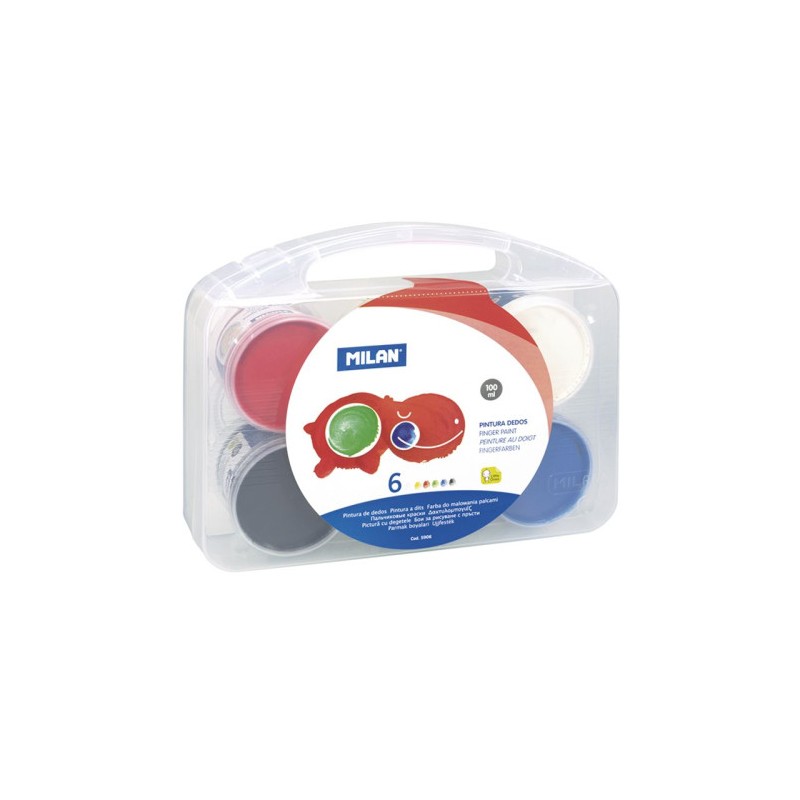 8572-Milan Maletin 6 tarros de pintura para dedos de colores 100 ml 8572-Milan Maletin 6 tarros de pintura para dedos de colores 100 ml