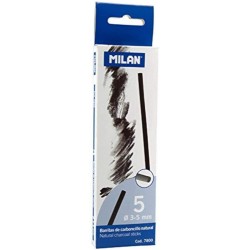 8580-CAJA 5 BARRITAS DE CARBONCILLO NATURAL O 3-5MM MILAN 7800