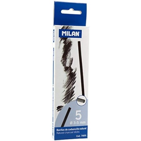 8580-CAJA 5 BARRITAS DE CARBONCILLO NATURAL O 3-5MM MILAN 7800