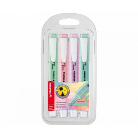864-ESTUCHE PLASTICO SWING COOL PASTEL 4 UNIDADES SURTIDAS TRAZO 1/4MM. STABILO 275/4-08