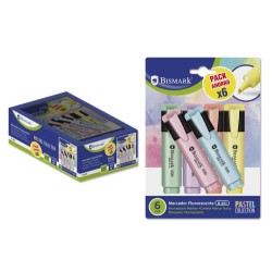 8655-Bismark Rotulador Fluorescente Pastel Blister 6 Uds