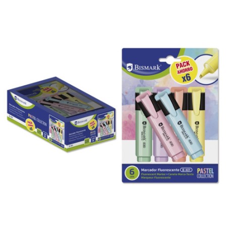8655-Bismark Rotulador Fluorescente Pastel Blister 6 Uds