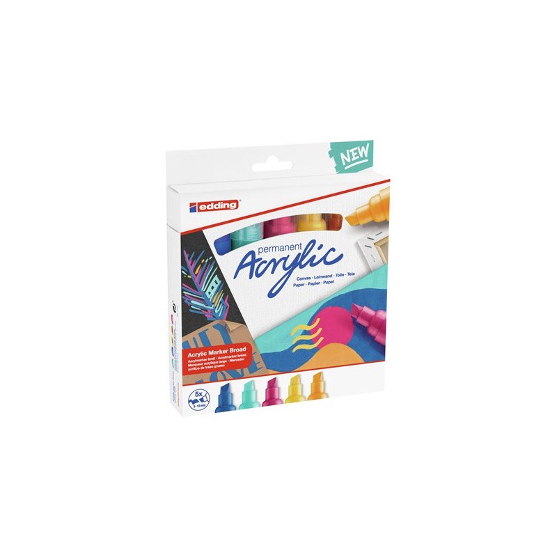 8819-PACK 5 MARCADORES ACRILICOS TRAZO 5-10 MM. ABSTRACTO. COLORES. 934, 903, 905, 906 Y 909. EDDING 5000-5-S-999 8819-PACK 5 MARCADORES ACRILICOS TRAZO 5-10 MM. ABSTRACTO. COLORES. 934, 903, 905, 906 Y 909. EDDING 5000-5-S-999