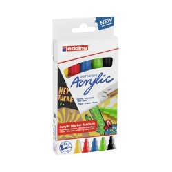 8820-PACK 5 MARCADORES ACRILICOS TRAZO 2-3 MM. BASICOS. COLORES: 905, 902, 903, 927 Y 901. EDDING 5100-5-S