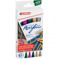 8821-PACK 5 MARCADORES ACRILICOS TRAZO 2-3. FESTIVO. COLORES: 904, 910, 933, 924 Y 923. EDDING 5100-5-S-999