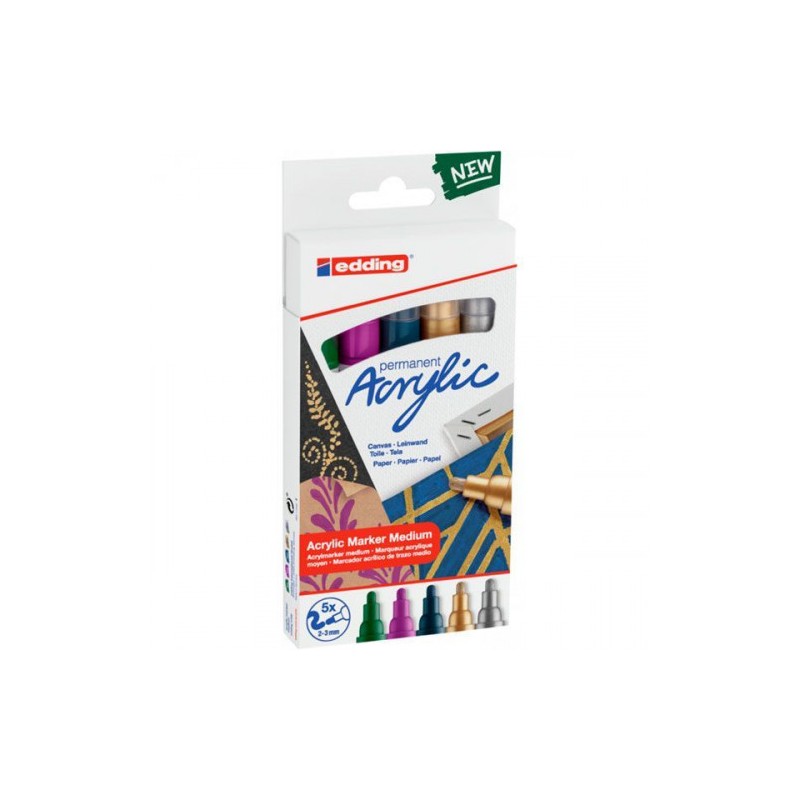 8821-PACK 5 MARCADORES ACRILICOS TRAZO 2-3. FESTIVO. COLORES: 904, 910, 933, 924 Y 923. EDDING 5100-5-S-999 8821-PACK 5 MARCADORES ACRILICOS TRAZO 2-3. FESTIVO. COLORES: 904, 910, 933, 924 Y 923. EDDING 5100-5-S-999