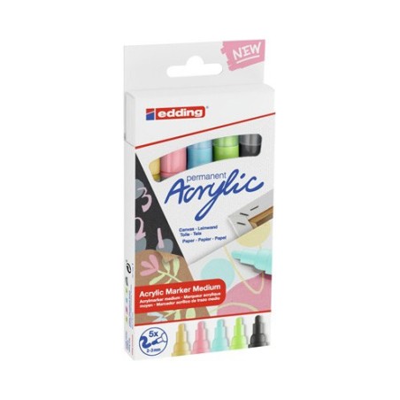 8823-PACK 5 MARCADORES ACRILICOS TRAZO 2-3 MM. PASTEL. COLORES: 935, 926, 915, 917 Y 916. EDDING 5100-5-S-099