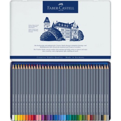 ESTUCHE DE METAL CON 36 LaPICES DE COLORES ACUARELABLES GOLDFABER FABER CASTELL 114636