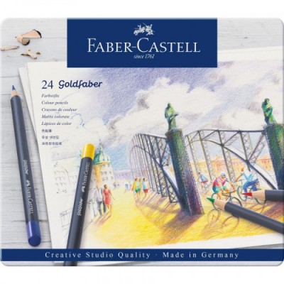 ESTUCHE DE METAL CON 24 LaPICES DE COLORES GOLDFABER FABER CASTELL 114724