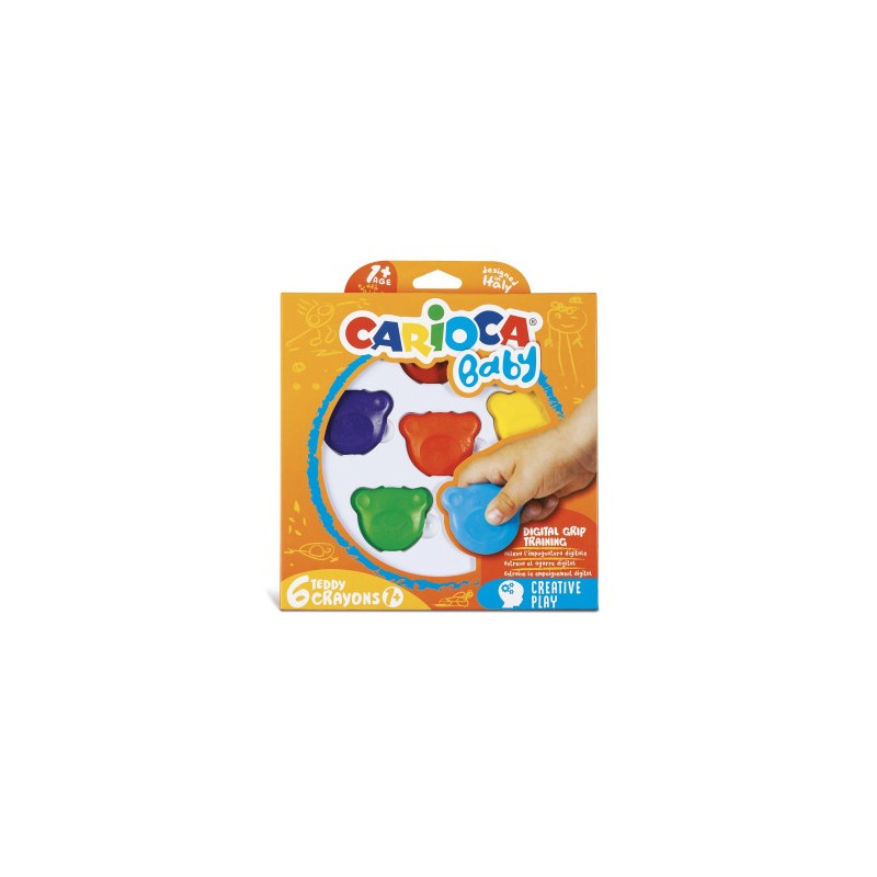 8956-Carioca Teddy Crayons BABY - 6 Pz