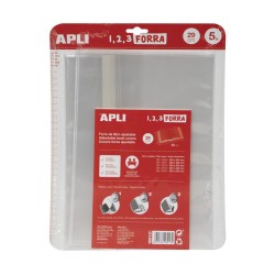 9001-BLISTER 5 UDS. FORRO DE LIBROS CON SOLAPA AJUSTABLE PP 290 MM APLI 16913