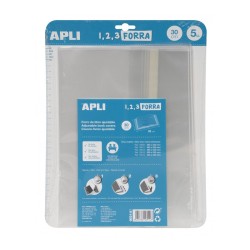 9003-BLISTER 5 UDS. FORRO DE LIBROS CON SOLAPA AJUSTABLE PP 300 MM APLI 16914