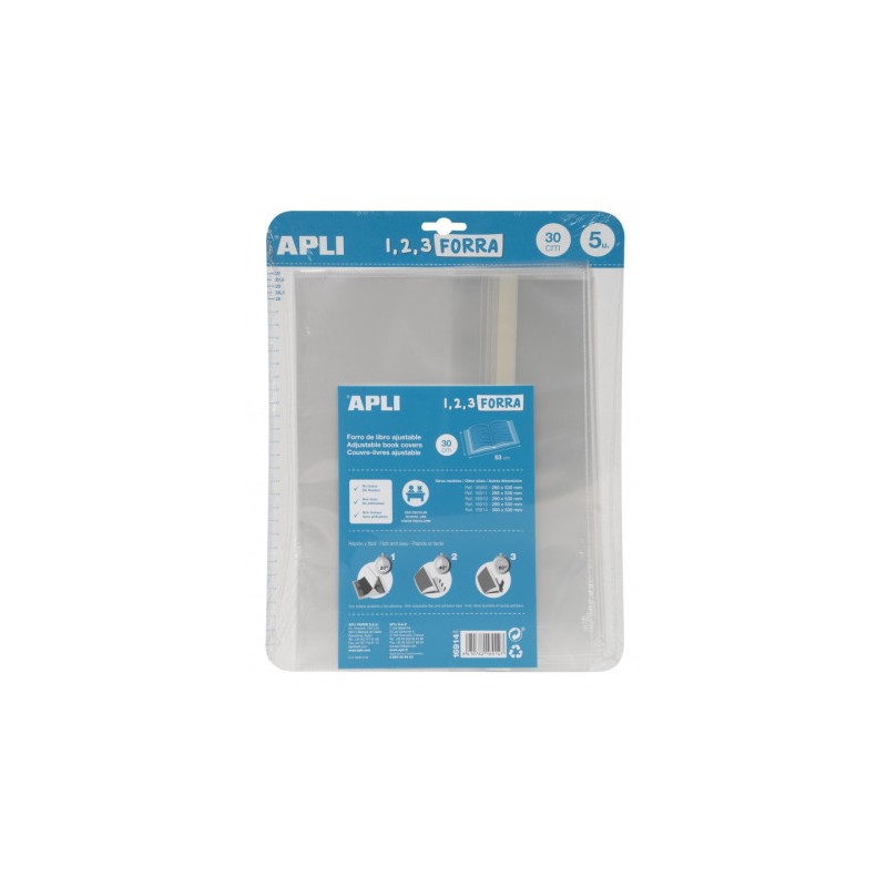 9003-BLISTER 5 UDS. FORRO DE LIBROS CON SOLAPA AJUSTABLE PP 300 MM APLI 16914 9003-BLISTER 5 UDS. FORRO DE LIBROS CON SOLAPA AJUSTABLE PP 300 MM APLI 16914