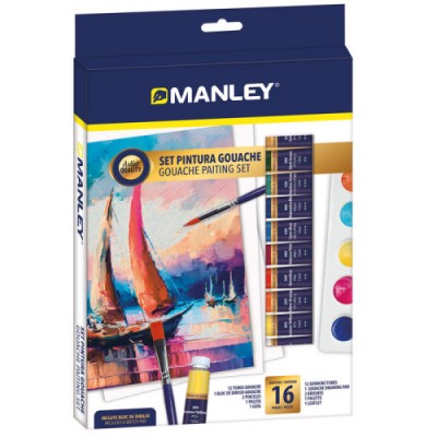 SET PINTURA GOUACHE 16 PZAS MANLEY MGH00100