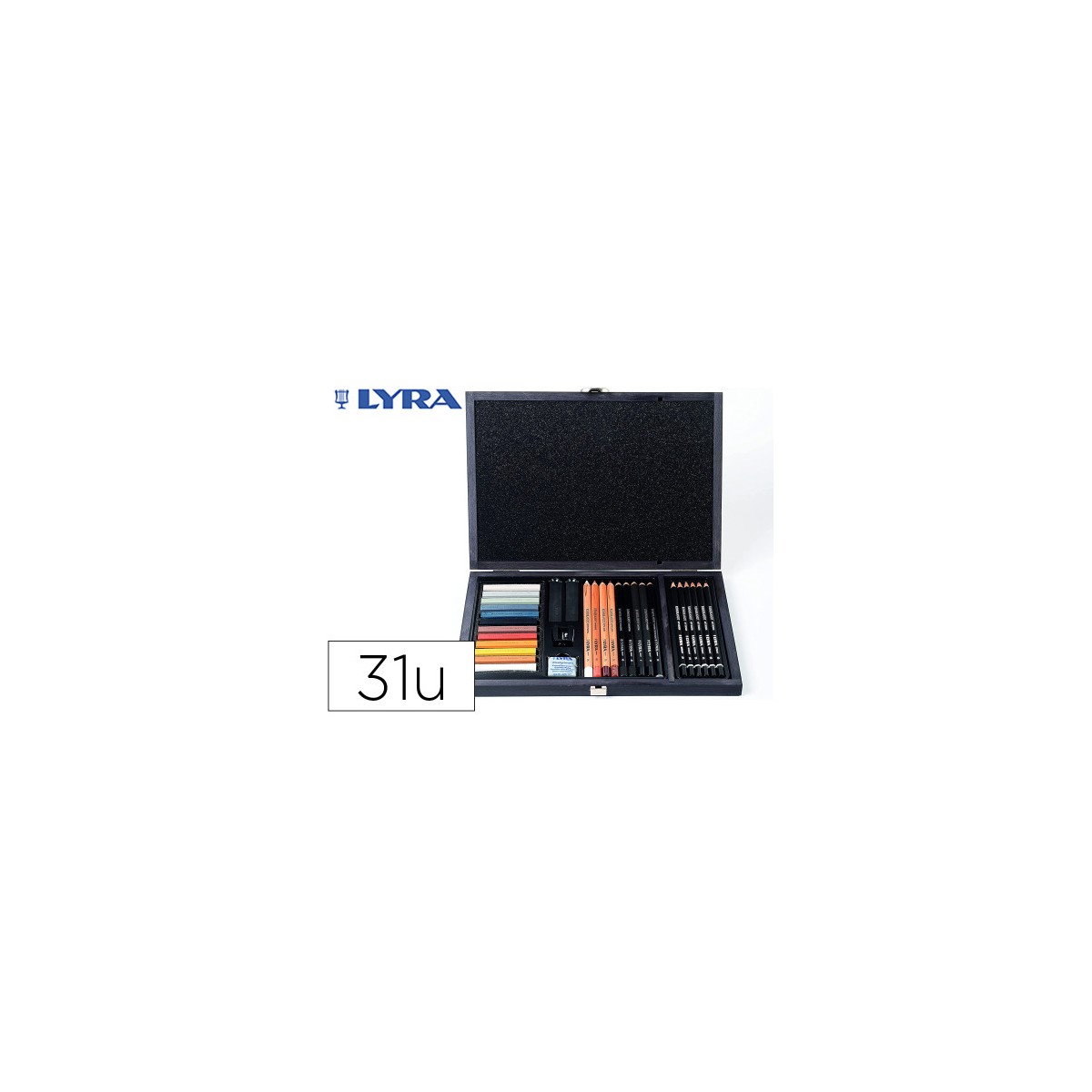 SET DIBUJO CAJA DE MADERA 31 UDS LYRA L2054002