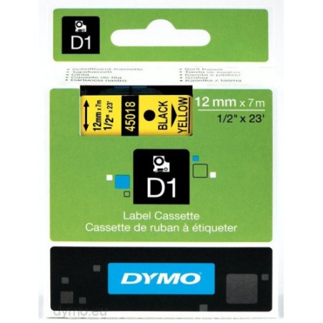 904-CINTA ROTULADORA D1 12MMX7M NEGRO/AMARILLO DYMO S0720580