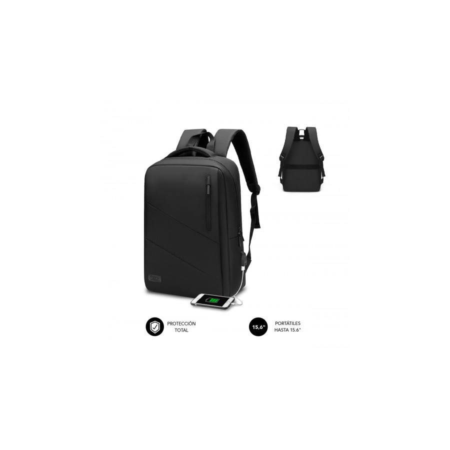 9133-SUBBLIM City Backpack Mochila para portatil 15.6", Poliester Oxford, Negra 9133-SUBBLIM City Backpack Mochila para portatil 15.6", Poliester Oxford, Negra