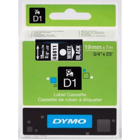 918-CINTA ROTULADORA D1 19MMX7M BLANCO/NEGRO DYMO S0720910