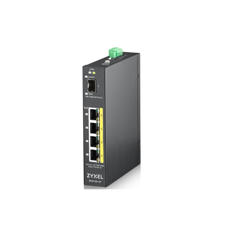 9266-Zyxel RGS100-5P No administrado L2 Gigabit Ethernet (10/100/1000) Energia sobre Ethernet (PoE) Negro 9266-Zyxel RGS100-5P No administrado L2 Gigabit Ethernet (10/100/1000) Energia sobre Ethernet (PoE) Negro