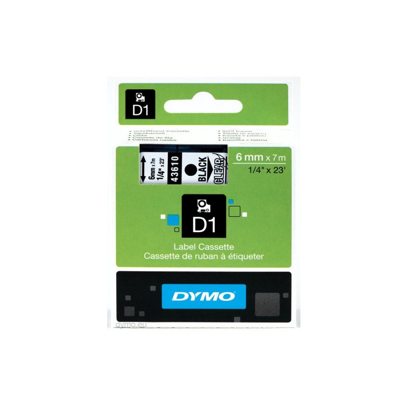 930-CINTA ROTULADORA D1 6MMX7M NEGRO/TRANSPARENTE DYMO S0720770 930-CINTA ROTULADORA D1 6MMX7M NEGRO/TRANSPARENTE DYMO S0720770