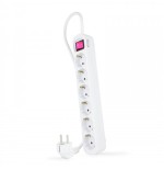 9387-Nanocable Regleta de enchufes de 6 tomas con interruptor, 1.4 metros Blanca