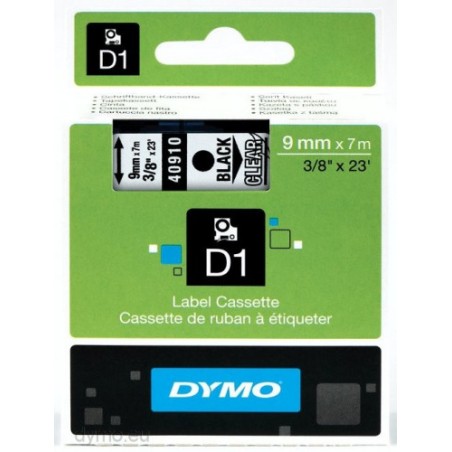 940-CINTA ROTULADORA D1 9MMX7M NEGRO/TRANSPARENTE DYMO S0720670