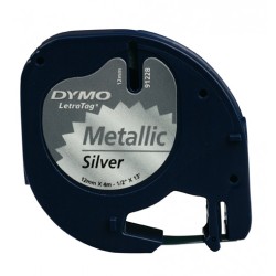 944-CINTA ROTULADORA LETRATAG 12MMX4M NEGRO/PLATA DYMO S0721730