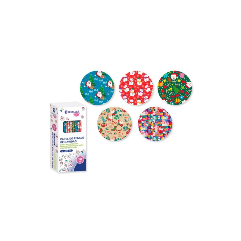 9509-PAPEL DE REGALO NAVIDAD COLORS 70X200 BISMARK 329859