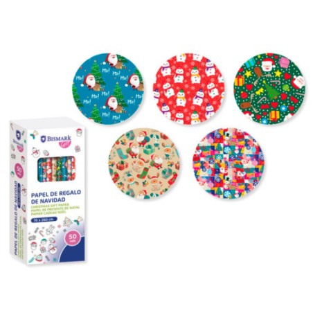 9509-PAPEL DE REGALO NAVIDAD COLORS 70X200 BISMARK 329859